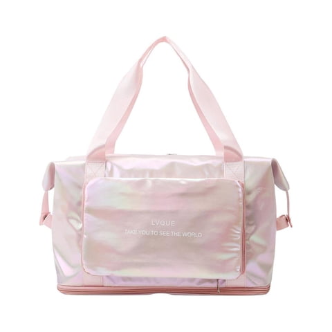 Ioensy - Bolsa De Gimnasia Deportiva Bolsa Plegable Bolsa De Viaje Para Ejercicio Al Aire Libre Fin De Semana Rosa Claro