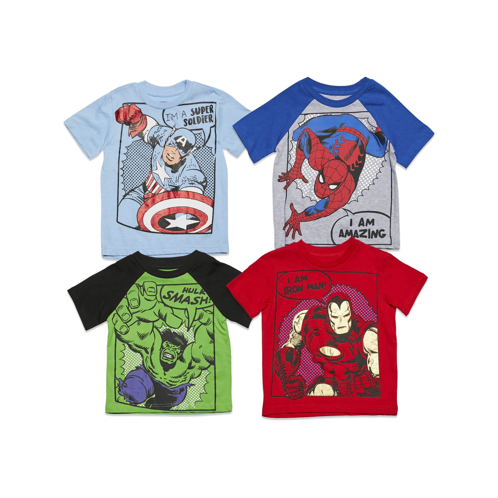 Marvel - Pack De 4 Remeras Gráficas De Avengers Para Niños