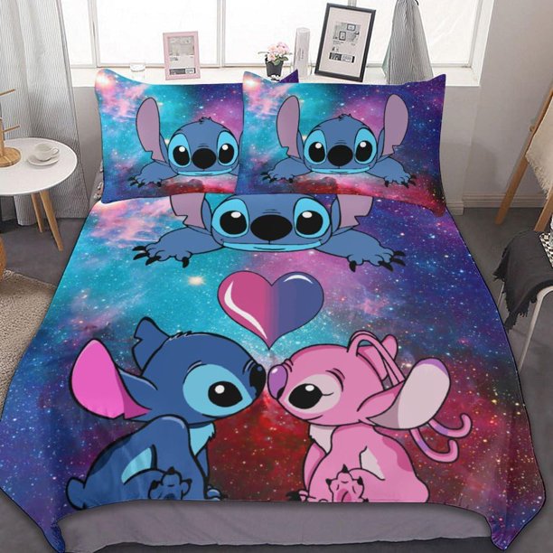 Stitch Bedding Duvet Cover Anime Bedding Sets 3D Printed Lightweight 3 Pieces Comforter Cover Sets