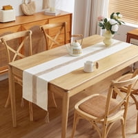 Wyj Hogar - Camino De Mesa En Algodón Y Yute - Diseño Artesanal Elegante 30X210Cm