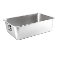 Ioensy - Caja De Arena Para Gatos Y Conejos De Acero Inoxidable, Borde Liso, Resistente Al Óxido, Orinal Para Gatitos, 40X30X15Cm Con Mango