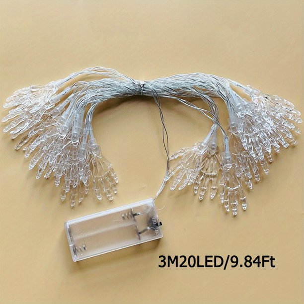 1pc 59.06inch 10 Lights, 118.11inch 20 Lights Blue Ghost Hand Halloween Decoration Light String, Battery Powered
