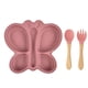 thumbnail image 1 of Plato de silicona para bebé con succión en forma de mariposa SensiBlue - Rosa Suave, 1 of 5
