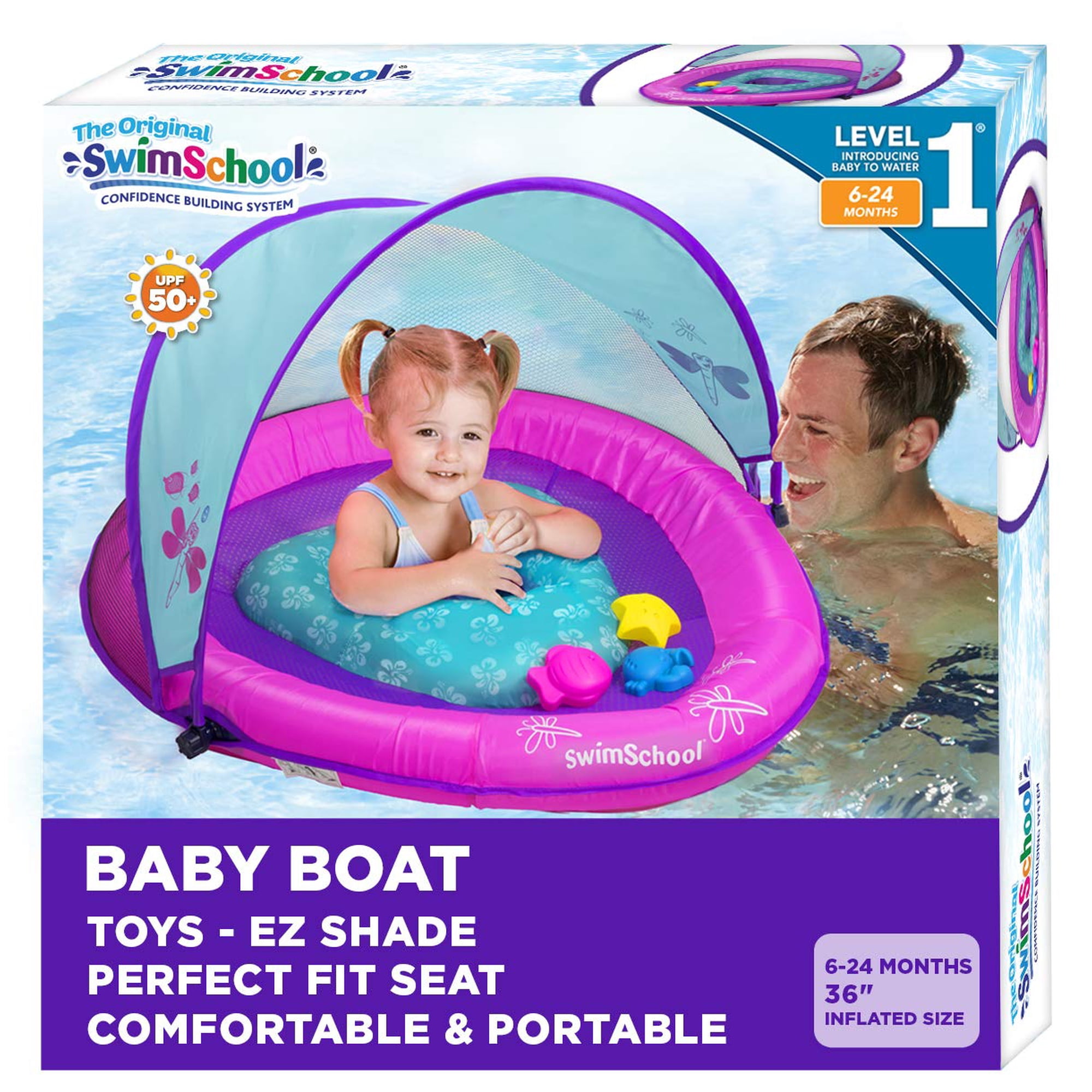 Piscina Flotante Para Bebés Swimschool Deluxe Con Toldo De 6 A 24 Meses
