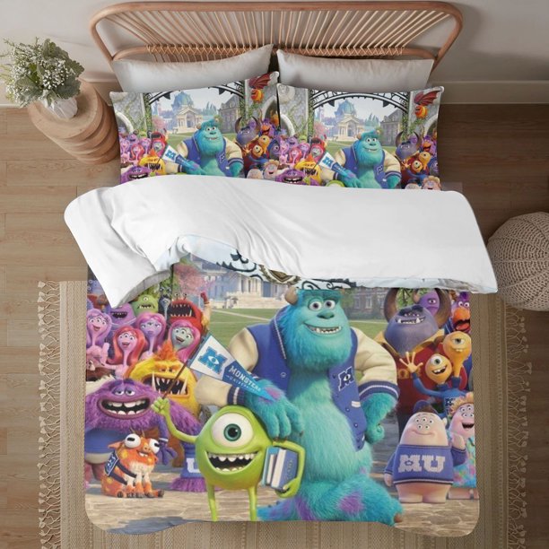 Monsters, Inc 3-Piece Bedding Set For Kids Boys Girls Adult Cartoon Warm Cute Fashion Holiday Present Gift Bed Sheets