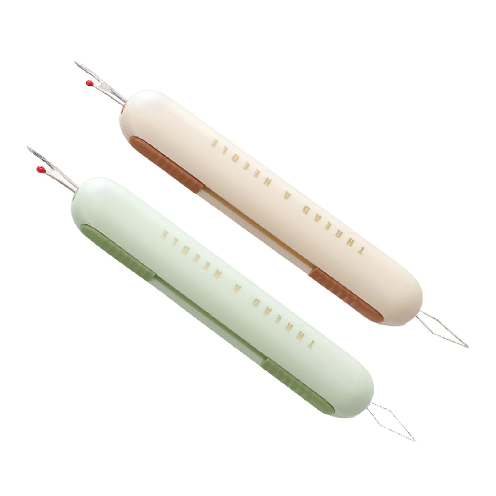 Magideal - 2X Enhebrador De Costura, Descosedor De Costuras, Dispositivo De Hilo Automático, Enhebrador Fácil Portátil, Removedor De Hilo De Ropa Para Bordado Verde Amarillo