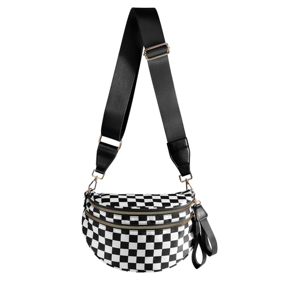 Bandolera MEISEY a cuadros en blanco y negro para mujer