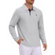 thumbnail image 4 of INSPIRE CHIC Camisa Polo de Hombre con Patrón Piqué de Manga Larga en Contraste de Color para Golf 2XL Gris, 4 of 6