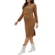 thumbnail image 4 of INSPIRE CHIC Vestido de maternidad para mujer de manga larga, cuello redondo suave, vestido midi ajustado para embarazo XL marrón, 4 of 6