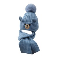 Bothyi - Conjunto De Gorro Y Bufanda De Invierno Para Niños, Gorro De Punto Para Niños De 3 A 9 Años, Color Azul
