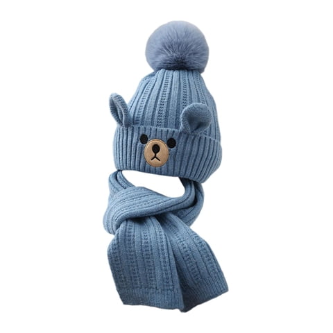 Bothyi - Conjunto De Gorro Y Bufanda De Invierno Para Niños, Gorro De Punto Para Niños De 3 A 9 Años, Color Azul