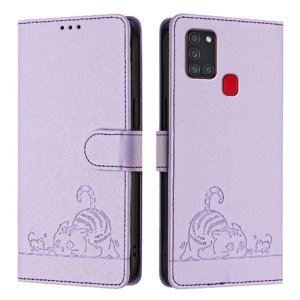 Funda Tipo Cartera Foxdock Para Samsung Galaxy A21S Con Soporte, Ranuras, Rfid, Diseño De Gato