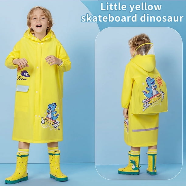 1pcs Dinosaur Rabbit Cartoon Raincoat, Outdoor Cycling Raincoat With Schoolbag Cover, Gift For Children's Day, Kids Rain Poncho Hooded Jacket, Girls & Boys Rain Jacket, Raincoat For Boys And Girls Rai
