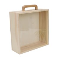 Bothyi - Caja De Madera Con Asa Con Tapa Deslizante Sin Pintar Caja De Baratija Portátil Vacía Tapa Acrílica Grande