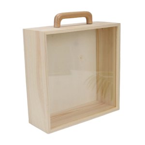 Bothyi - Caja De Madera Con Asa Con Tapa Deslizante Sin Pintar Caja De Baratija Portátil Vacía Tapa Acrílica Grande