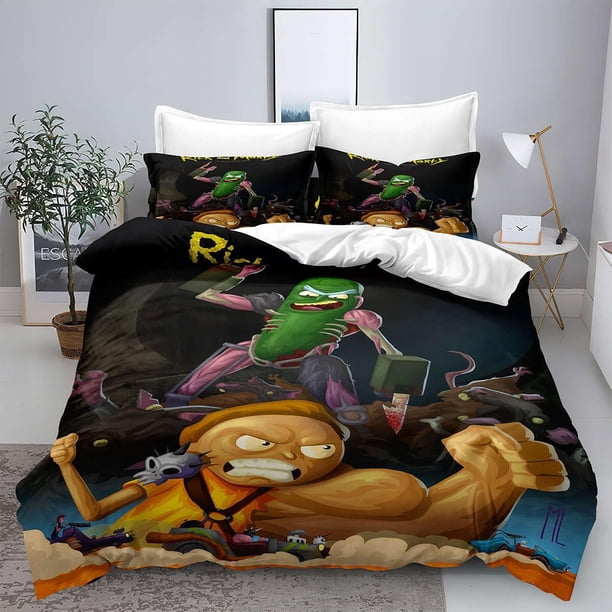 Duvet Cover Rick 3D Printed Quilt and Morty Cover 3 Piece Bedding SetSoft Hypoallergenic Easy Care Quilt Cover for Bedding Decor Full