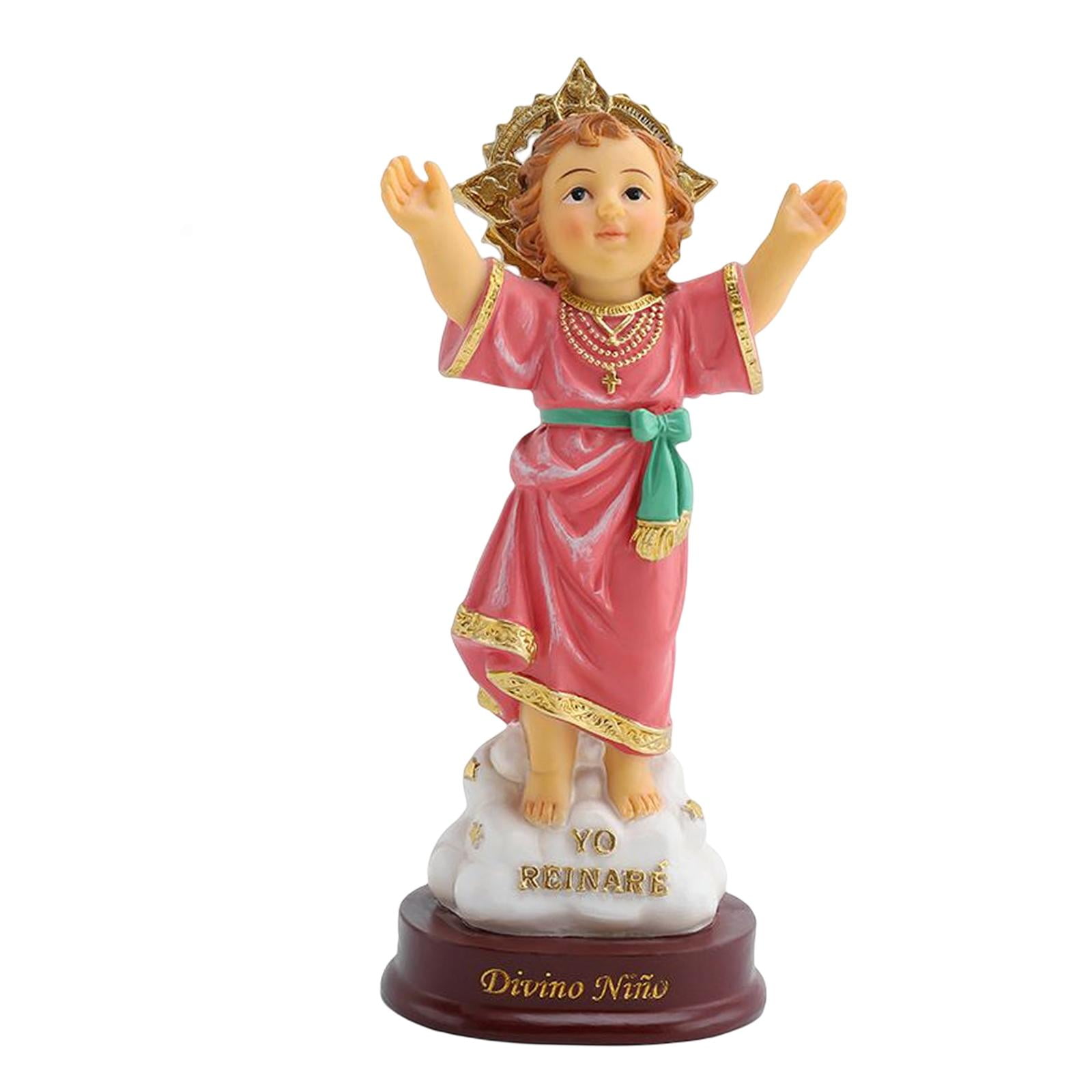 Magideal - Divino Niño Estatua Jesús Mesa Superior Divino Niño Figura Católica Decoración Figura Religiosa Resina Artesanía Regalo, 5.43inchx1.65inchx2.48inch