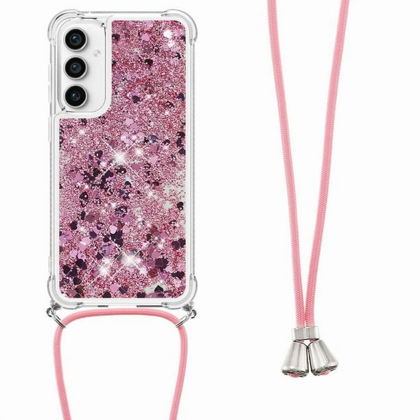 Funda FOXDOCK para Samsung Galaxy S23 FE con Cuerda Ajustable, Brillo Líquido, Protección Antigolpes y Lente – Ideal para Regalo
