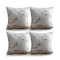 Genérico - Pack De 4 Fundas De Cojines Satin Diseño Hojas 45Cm X 45 Cm Blanco