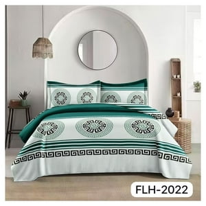 Genérico - Cubrecama Quilt Verano 2 Plazas - Blanco Mándalas Verdes Flh2022