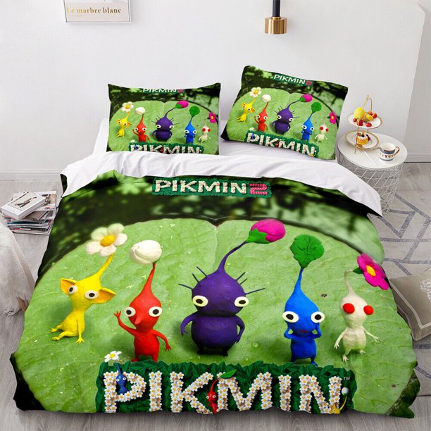 v2526 Bed Sheets Game PIKMIN Bedding Sets Hocotate Olimar Comforter Quilt Bed Cover Duvet Cover Pillow Case - Pieces Sets Kids Adult Size 3-Piece Bedding Set (1 Duvet Cover + 2 Pillow Shams) Bed Sheet