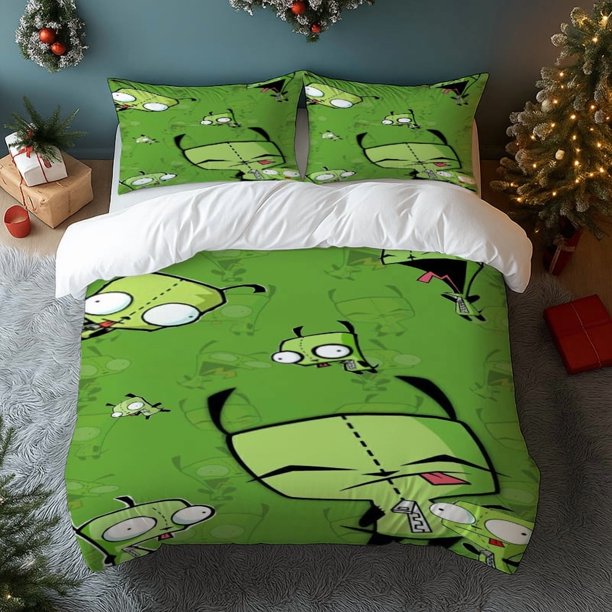 3pcs ZIM Green Background Multi-Character Digital Print Set | Polyester Anti-Pilling
