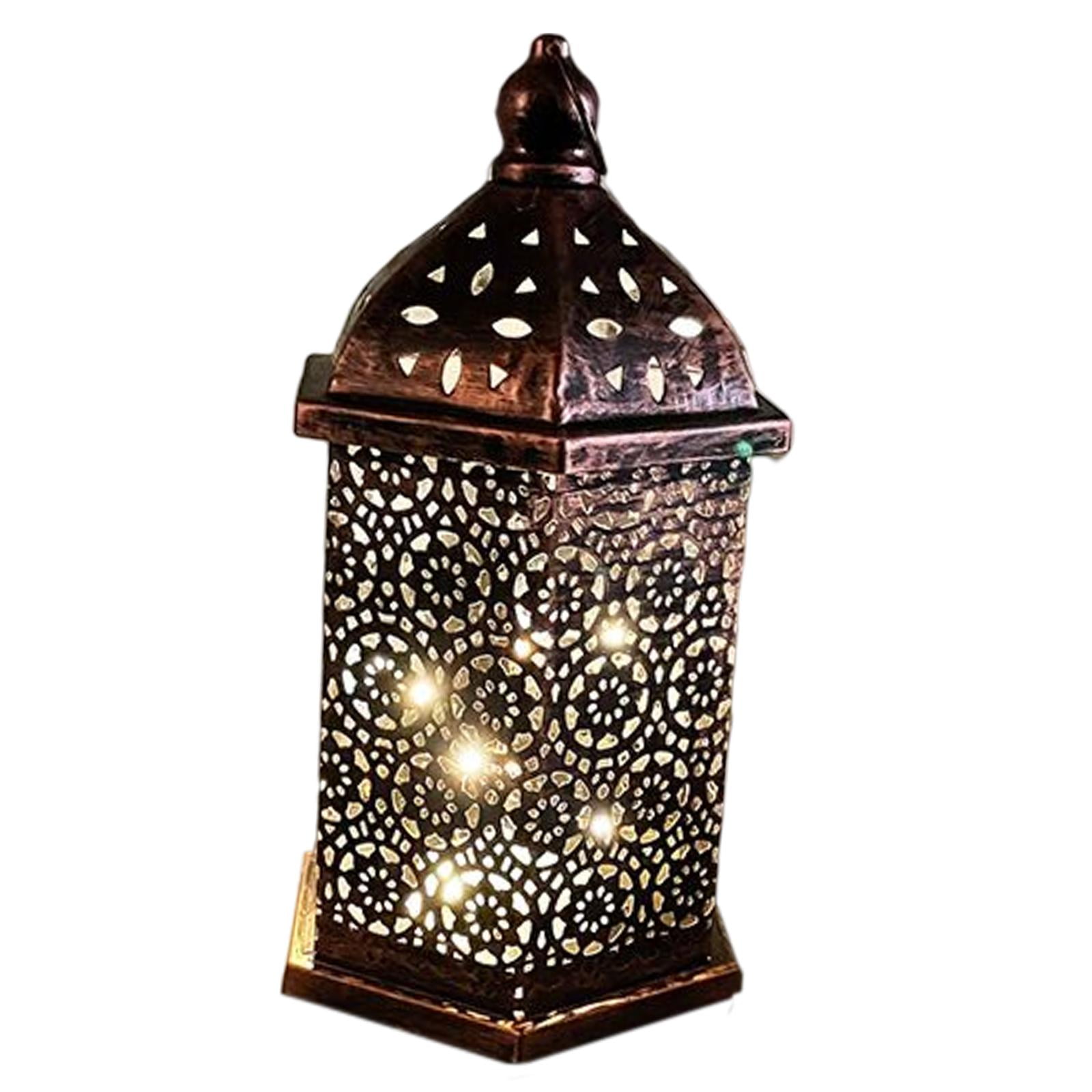 Bothyi - Luz De Linterna Tallada Hueca Alimentada Por Batería Para Decoración Del Hogar Bronceada 26,8x15cm