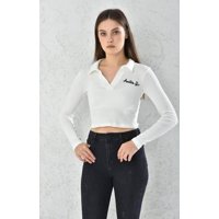 Home Fashion - Poleron Mujer Crop Blanco Ajustado Talla S