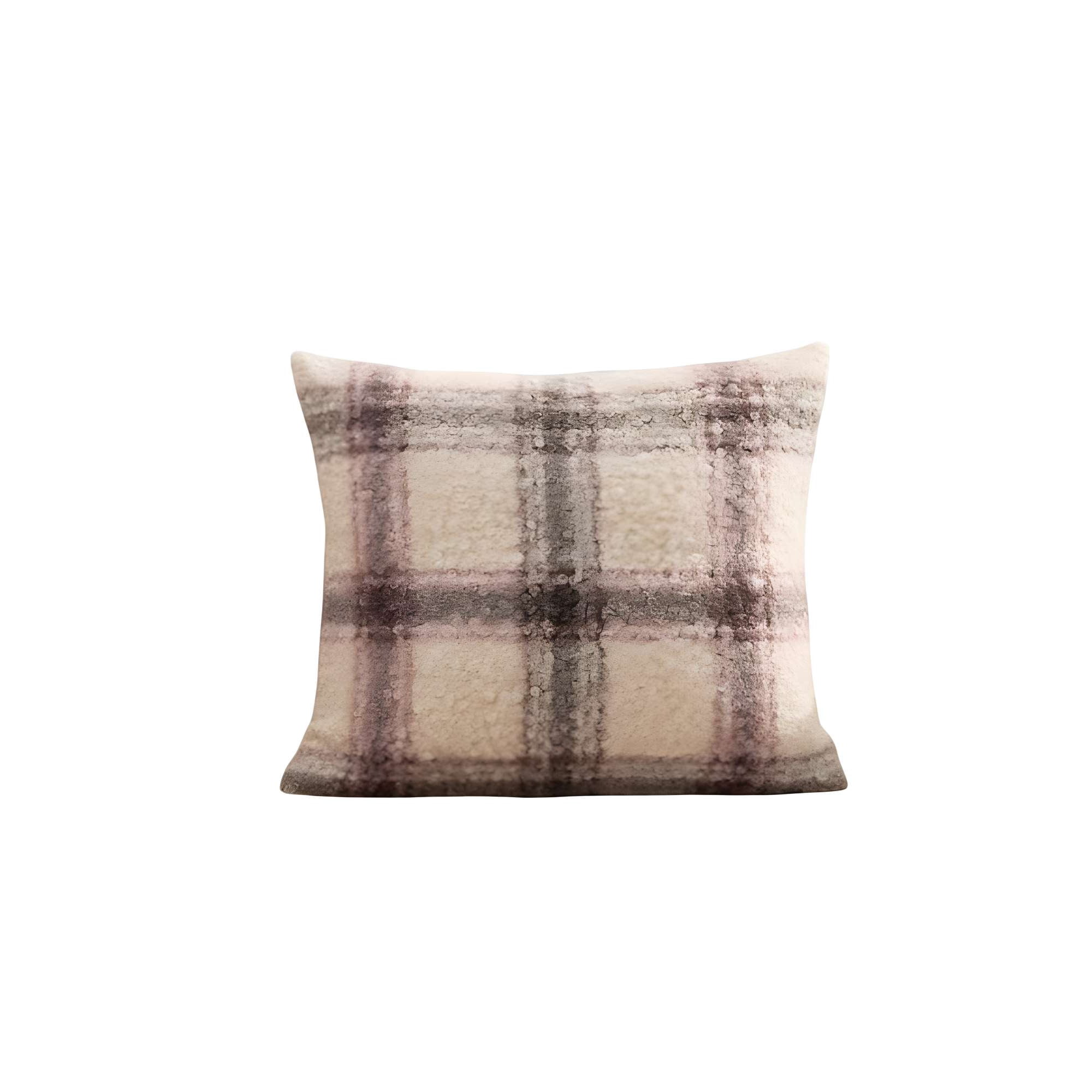 Genérico - Juego De 2 Fundas Peludas Cuadrille Felpa 45x45 Beige