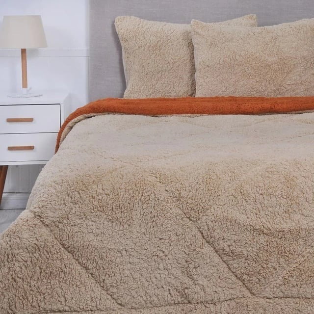 Genérico - Plumón King Microfibra Sherpa Estampado Bicolor