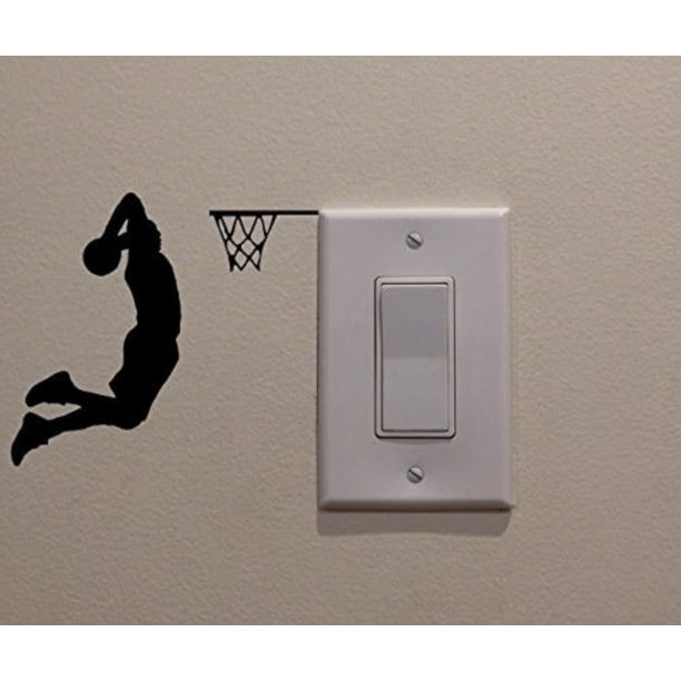 Calcomanía de Pared FINKNNI 12 cm x 11 cm Baloncesto Negro