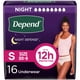 thumbnail image 1 of Ropa interior para incontinencia Depend Night Defense para mujer, talla pequeña, 16, 1 of 8