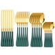 thumbnail image 1 of XmhyTop Juego de Cubiertos de Oro Verde 24 Piezas, Acero Inoxidable, Estilo Moderno para Cenas y Eventos, 1 of 4