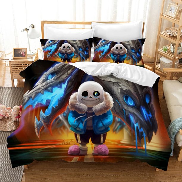 ed UndertaleFrisk Sans Papyrus Bedding Set Boys Girls Duvet Cover Pillowcase Bed Kids Adult