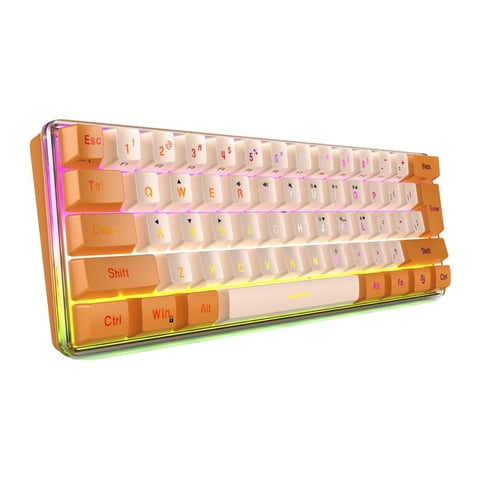 Magideal - Teclado Para Videojuegos Con Cable Usb C, Compacto, Resistente Al Desgaste, 61 Teclas, Cómodo Teclado De Ordenador Con Retroiluminación 60% Rgb Para Principalmente Caqui