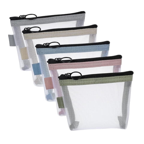 Magideal - 5 Minibolsas Con Cremallera Para Lápiz Labial, Organizador De Accesorios Cosméticos, Neceser De Maquillaje, Kit De Viaje Pequeño, Bolsa De Almacenamie