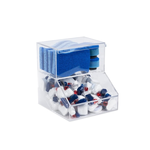 Soporte acrílico para esponjas y cápsulas de lavavajillas IneVibe con 2 compartimentos