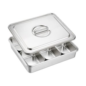 Magideal - Juego De Chafers Para Bufé, Juego De Chafers Para Bufé, Chafers Rectangulares, Juego De Bufé, Bandeja Para Comida Para Ollas Calientes Con Condimentos 6 Compartimentos