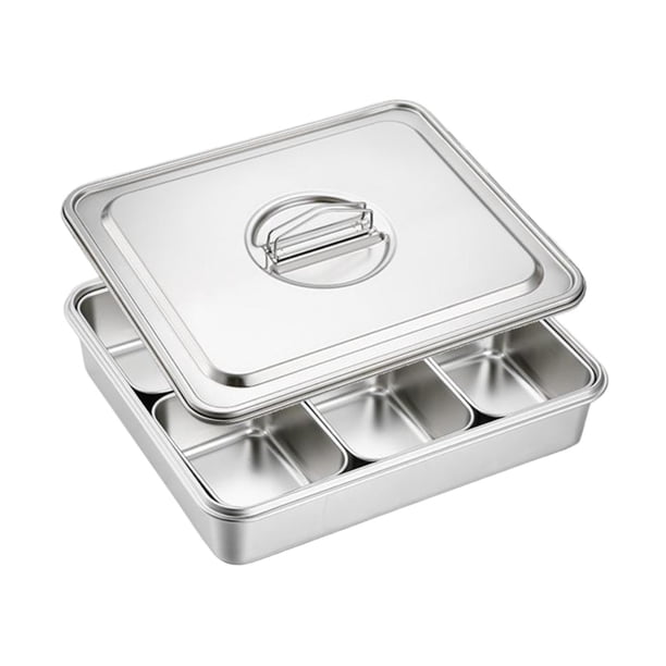 Juego de chafers para bufé, juego de chafers para bufé, chafers rectangulares, juego de bufé, bandeja para comida para ollas calientes con condimentos 6 compartimentos