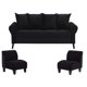 thumbnail image 1 of Sofa Lua 3 Cuerpos Más 2 Poltronas Felpa Negro, 1 of 5