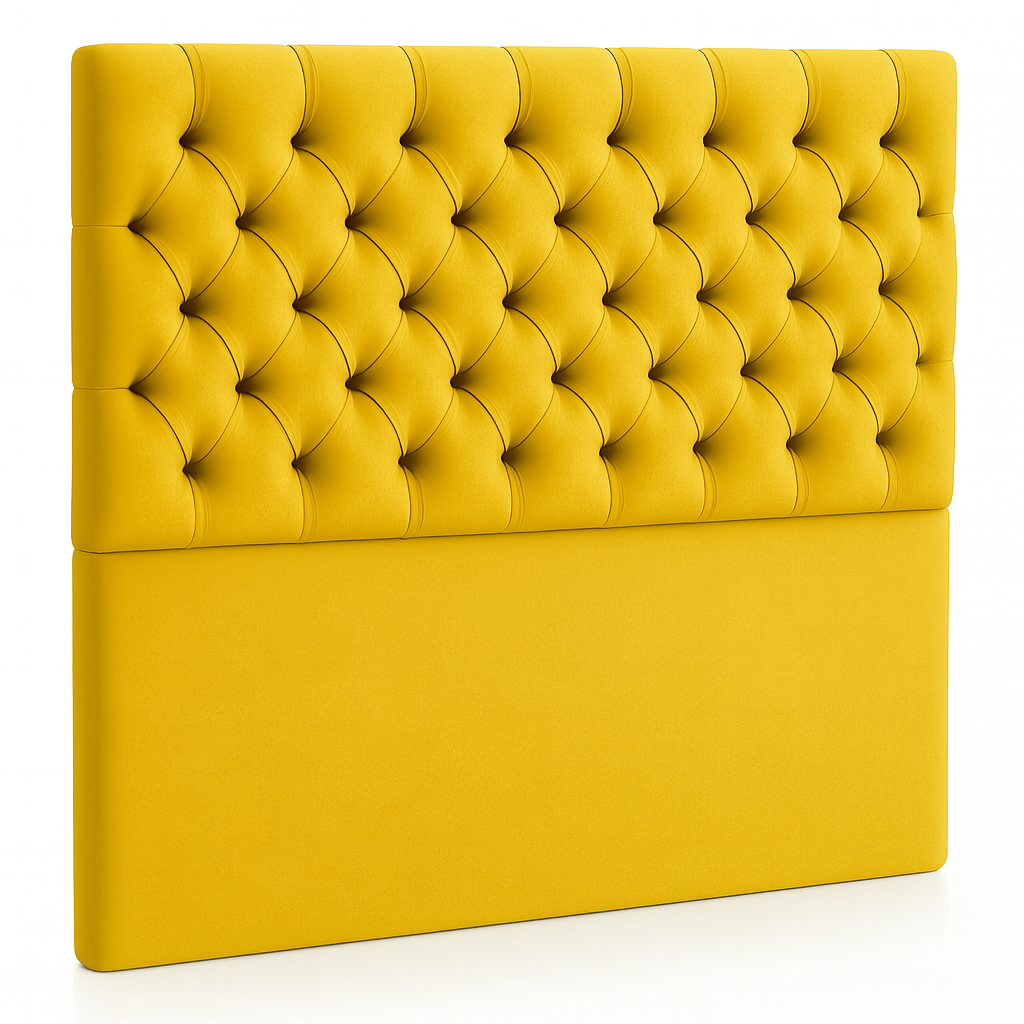Ethan Desing - Respaldo De Cama 1.5 Plazas Amarillo Capitone