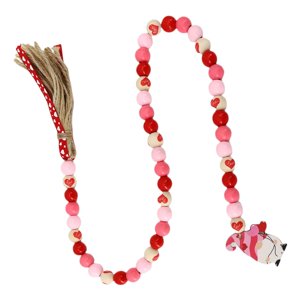 Magideal - 85Cm/33.5In Wood Bead Garland, Tassels String, Walling Hanging Garland, Countryside Rustic Bead String For Home Decoration Farmhouse Ornament D