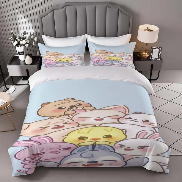 1 Duvet Cover and 2 Pillowcases | Skz Cartoon Animals Collection Soft and Comfortable All-season Bedding Set