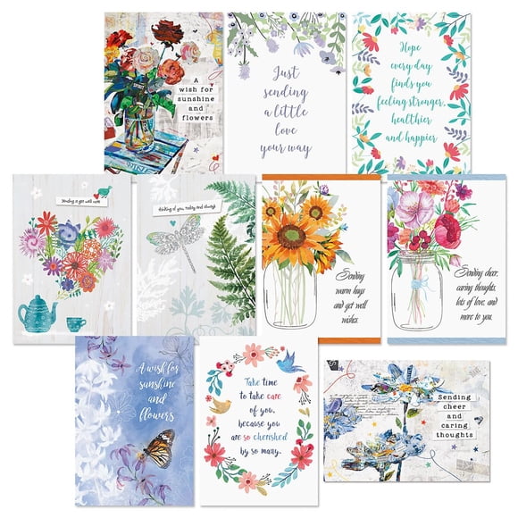 Tarjetas de pronta recuperación Current 10 unidades – diseños florales