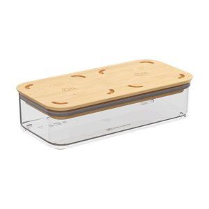 Coza - Contenedor Hermético Rectangular Modo Bambú 530Ml Blanco