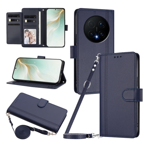 Funda Tipo Libro para Honor Magic 8 Pro con Ranuras para Tarjetas, Azul