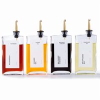 Wakeshome - Set 4 Botella Dispensadora Para Cocina 500 Ml Dispensador De Vidrio Aceite Vinagre Jarabe Con Boquilla