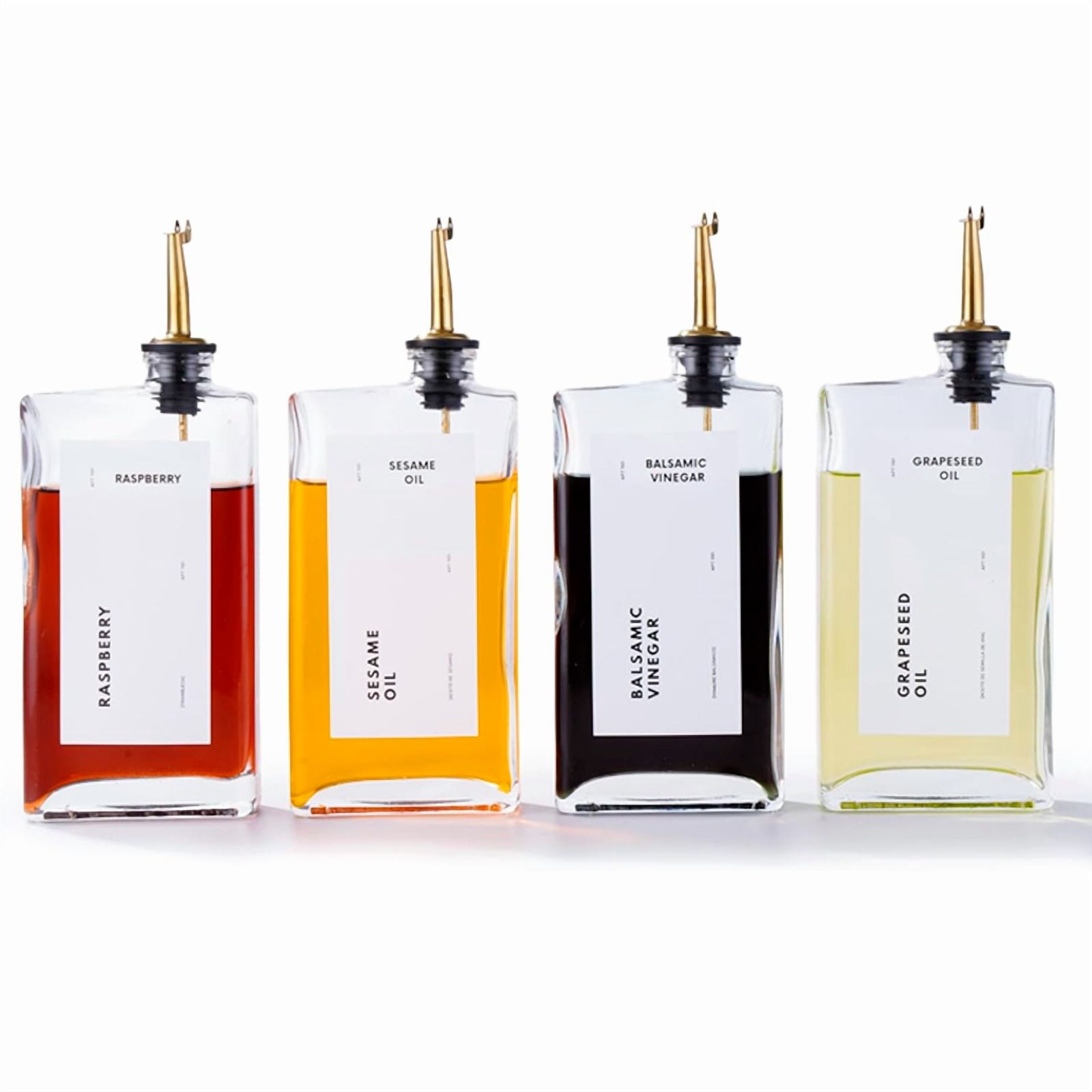 Wakeshome - Set 4 Botella Dispensadora Para Cocina 500 Ml Dispensador De Vidrio Aceite Vinagre Jarabe Con Boquilla