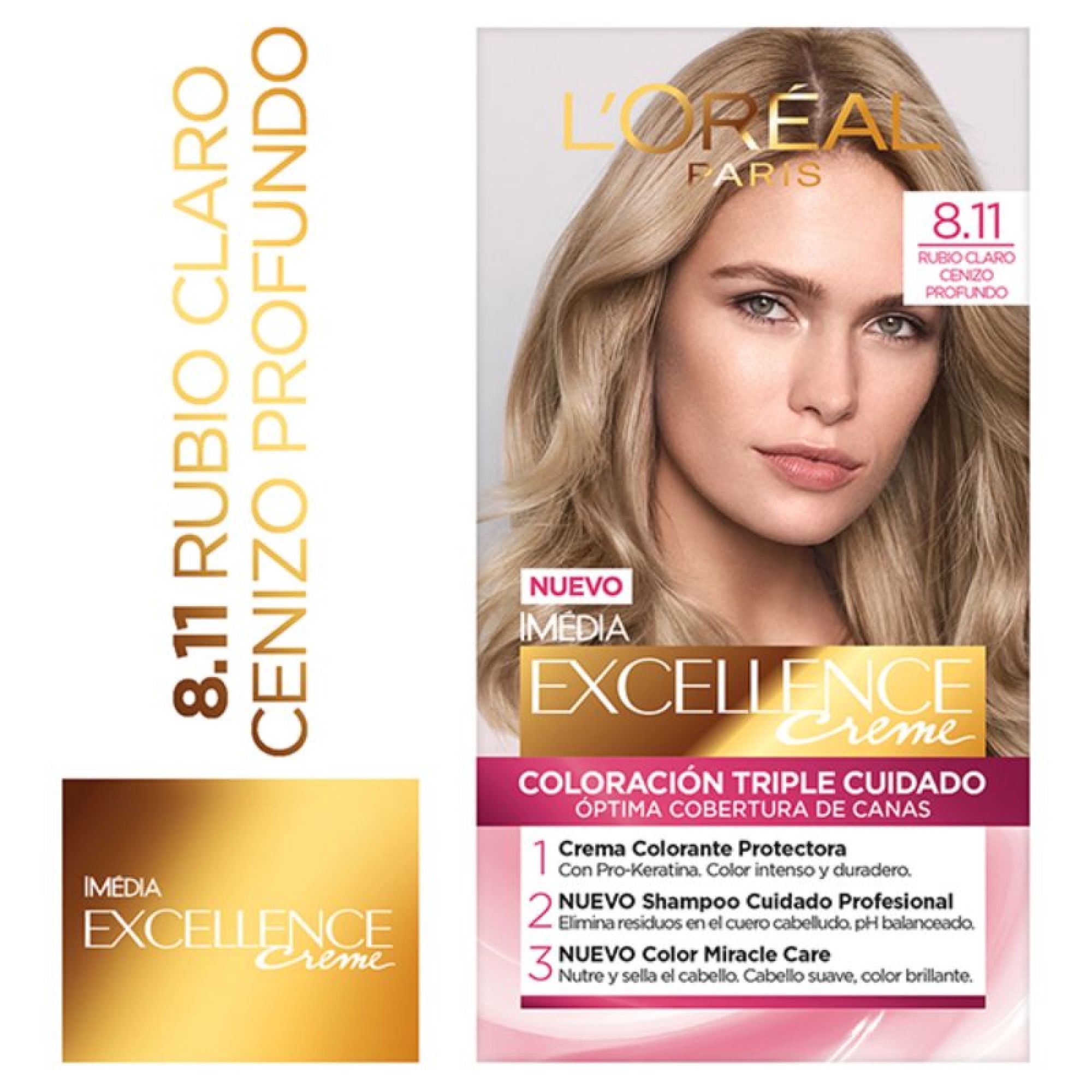 Coloración Excellence Cabello 8.11 Rubio Claro Ceniza Profundo