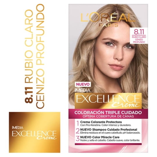 Coloración Excellence Cabello 8.11 Rubio Claro Ceniza Profundo
